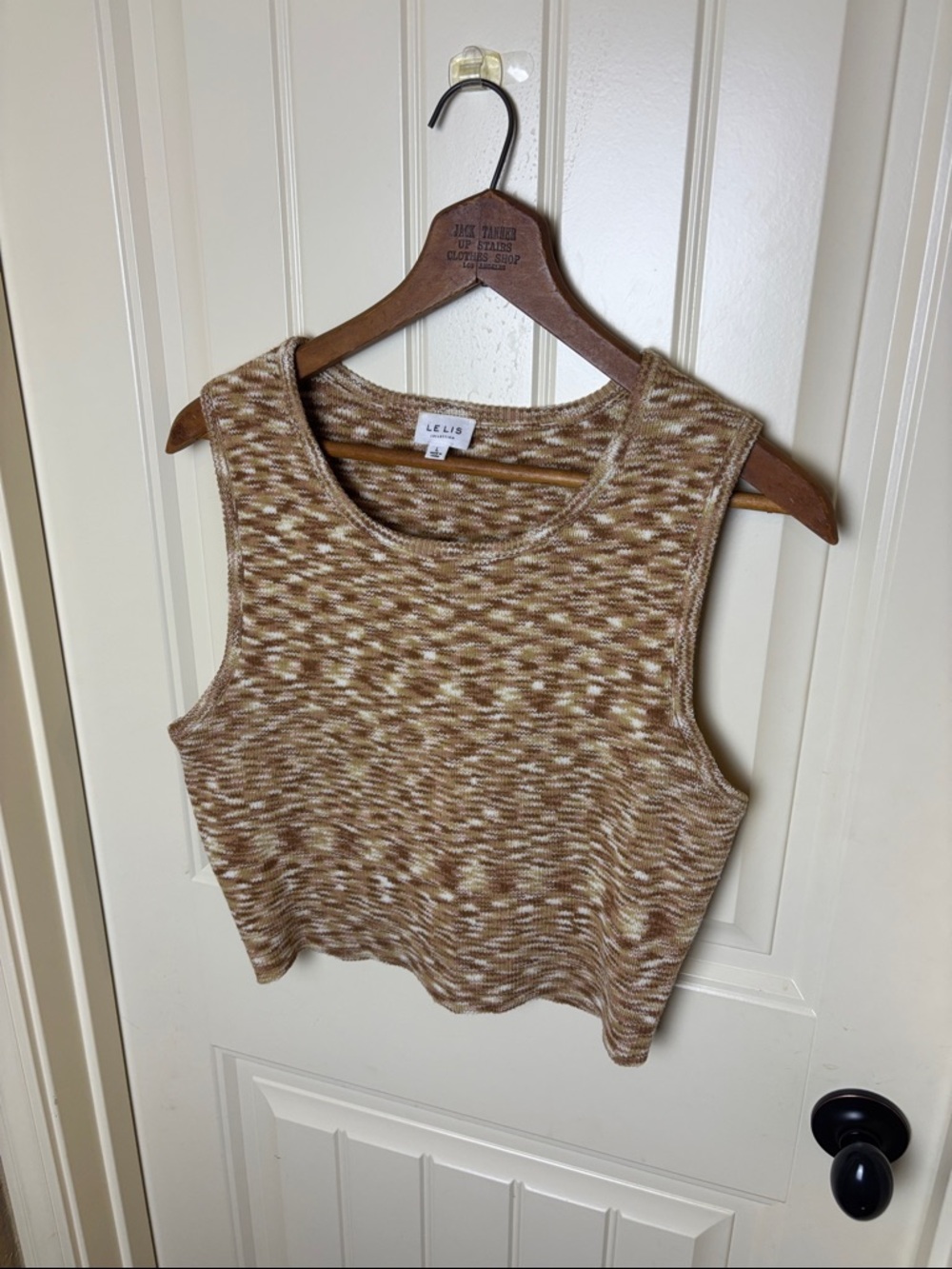Le Lis Marled Brown & Cream Knit Crop Tank